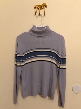 Relativity Lavender Blue Striped Turtleneck Sweater